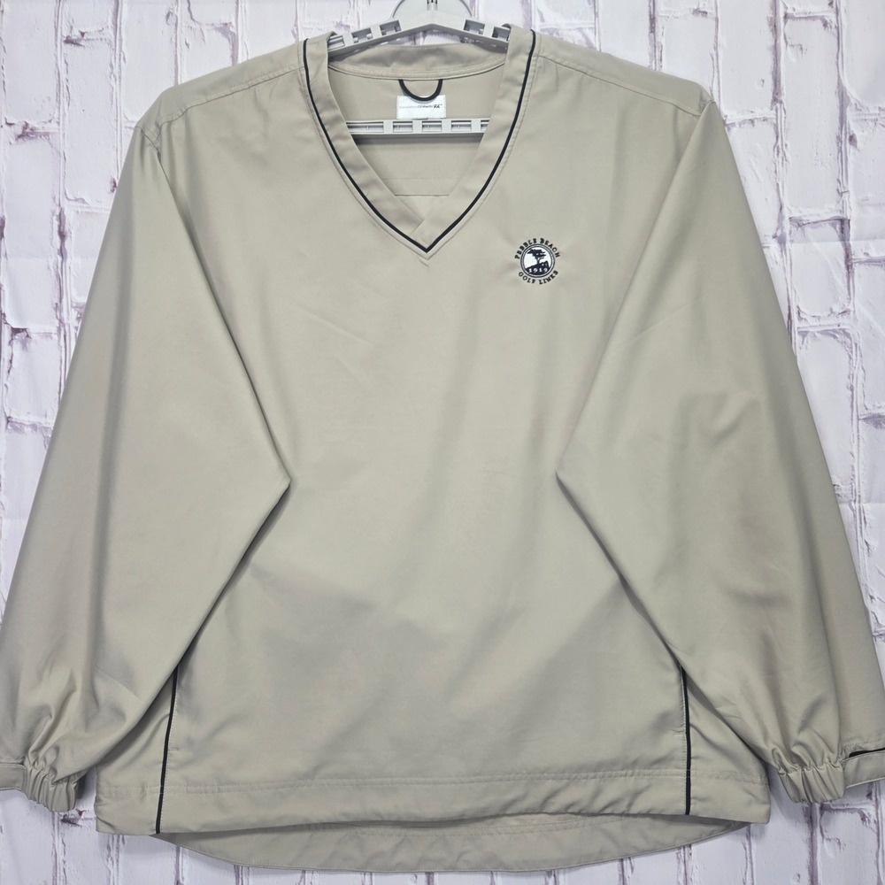 Pebble Beach Golf Links Cutter & Buck Windbreaker Tan Pullover V-Neck Mens XL